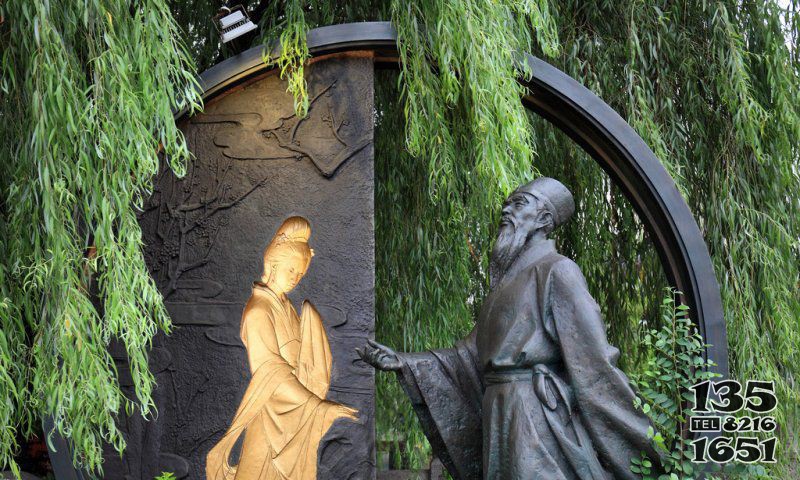 公園古代人物景觀銅雕 圖片