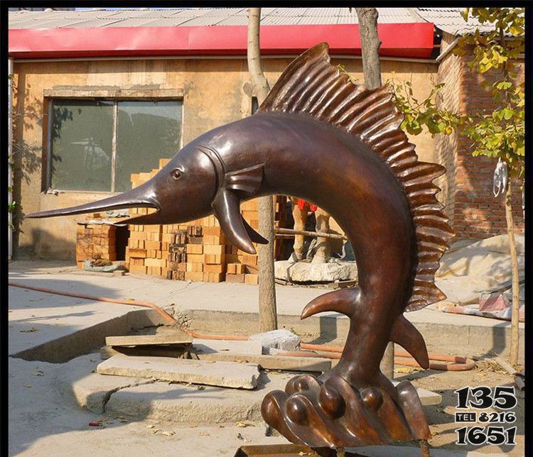 公園劍魚動(dòng)物銅雕 圖片