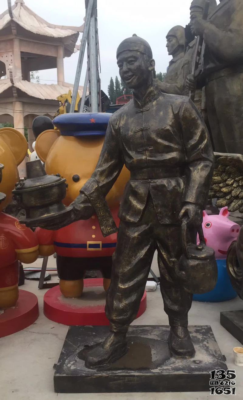 酒店店小二人物銅雕 店小二雕塑銅雕酒店圖片迎賓圖片