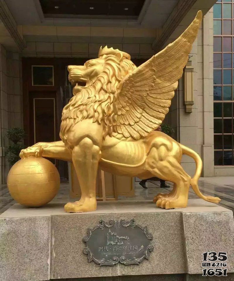 獅子鑄銅飛獅銅雕 圖片
