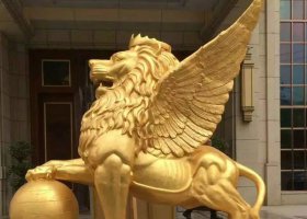 獅子鑄銅飛獅銅雕 