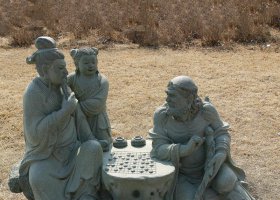 公園八仙下棋小品銅雕 