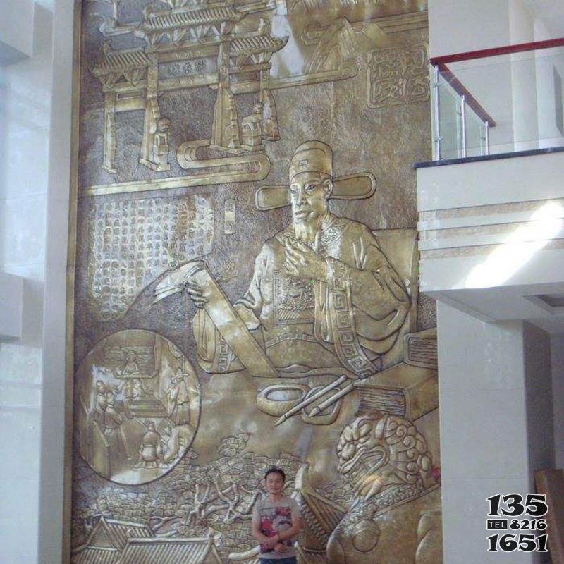 別墅背景墻大型鍛銅古代人物浮雕壁畫雕塑直銷 圖片