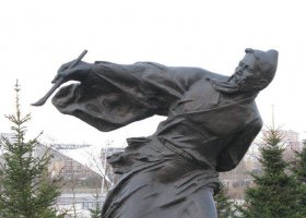 園林拿毛筆的古代人物小品銅雕 毛筆雕塑圖片頭像龍的標(biāo)志性