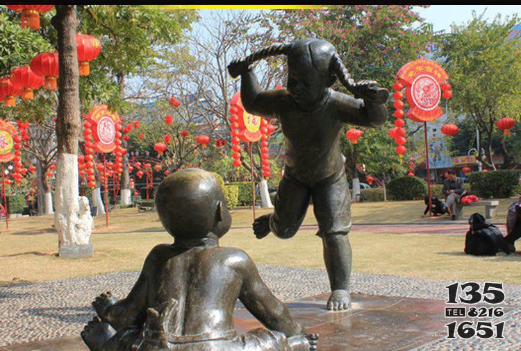 表演的兒童公園人物銅雕塑 兒童雕塑大全一一消防娛樂(lè)區(qū)圖片