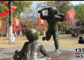 表演的兒童公園人物銅雕塑 兒童雕塑大全一一消防娛樂(lè)區(qū)