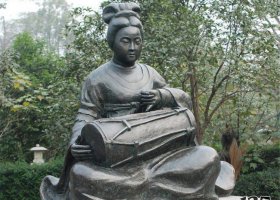 打鼓的樂妓古代人物銅雕 