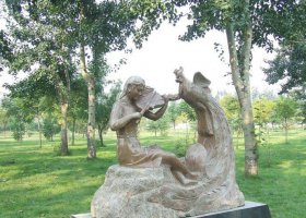 公園拉小提琴的女孩和鳳凰景觀銅雕 拉小提琴雕塑小提琴學(xué)生純金天使