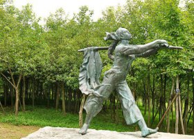 公園打漁回家的人物小品銅雕 
