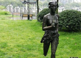 公園跑步的女孩銅雕 女孩雕塑壁紙死神蒲公英書本