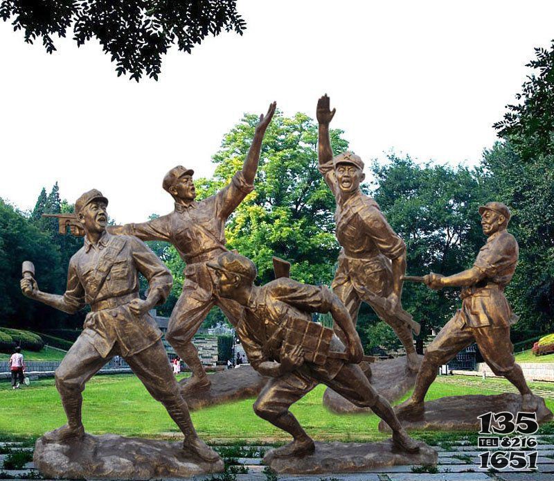 銅雕人物八路軍沖鋒銅雕 八路軍雕塑景區(qū)價(jià)格表八路軍站圖片