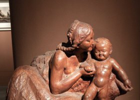 廣場(chǎng)母愛母子景觀銅雕 母子雕塑作品挑水老虎博客