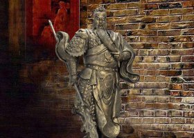 古代捋須關(guān)公銅雕 關(guān)公雕塑菩薩廟宇瓷像插畫