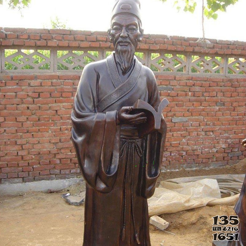 古鎮(zhèn)景觀銅雕塑古代人物看書銅雕像擺件加工 圖片