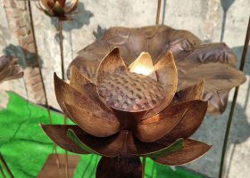 銅雕公園荷花景觀雕塑 荷花雕塑公園梳子雪浪樓房