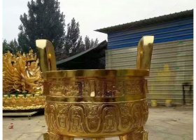 寺廟三足圓形香爐銅雕 香爐雕塑廠家品種進(jìn)寶球場