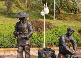 公園銅雕打酒小品人物雕塑 人物民俗
