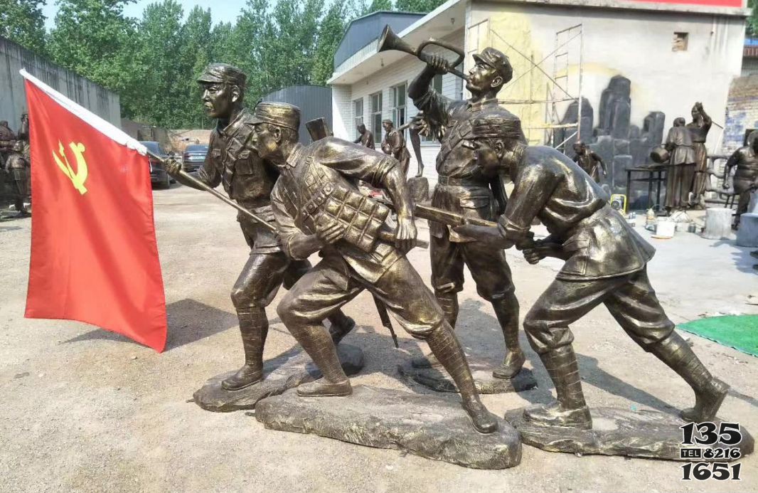 八路軍主題銅雕  八路軍雕塑浮雕廣場(chǎng)彩繪模型圖片