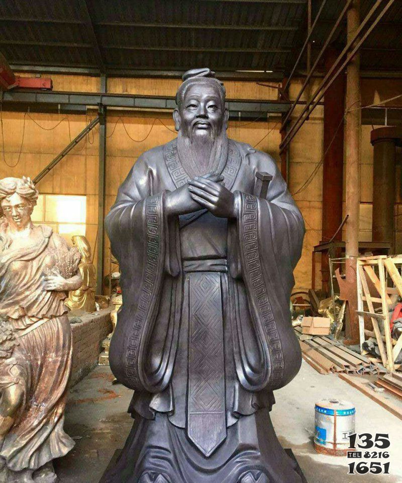 銅雕校園孔子人像雕塑 孔子雕塑校園資料人物畫人物像圖片
