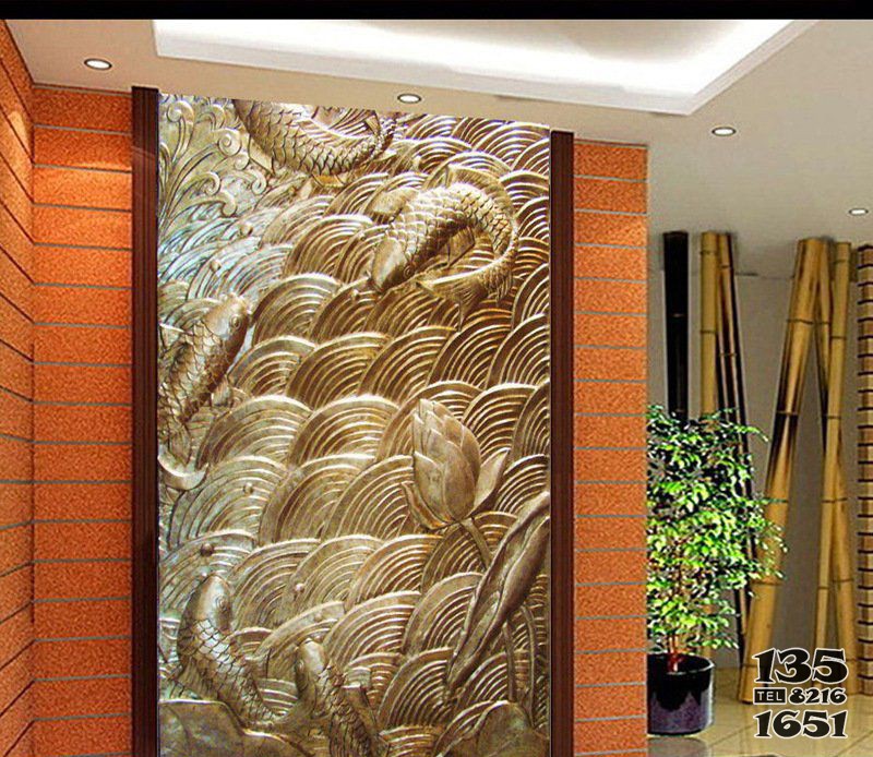 銅雕酒店鍛造鯉魚壁畫景觀擺件 鯉魚雕塑圖片魚在燈籠典故圖片