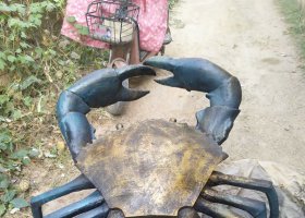 公園動(dòng)物螃蟹銅雕 螃蟹雕塑圖片面的骨架高清