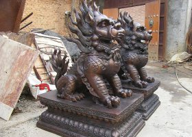 門口麒麟銅雕  麒麟雕塑圖片作品酒店品牌
