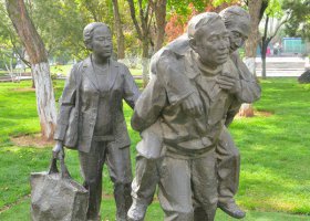 公園銅雕親情人物雕塑 