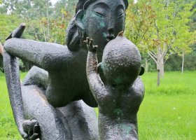 公園廣場銅雕人物母子玩耍雕塑擺件定制 母子雕塑圖案瑞獸大型白鷺