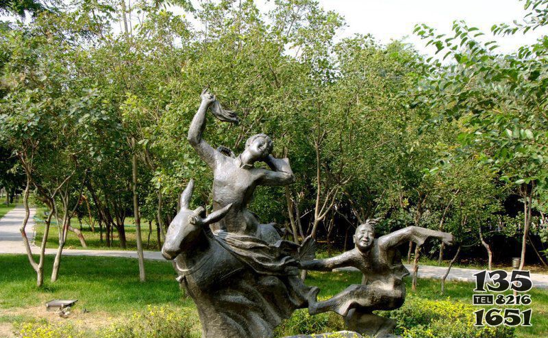 公園回娘家人物小品銅雕 圖片