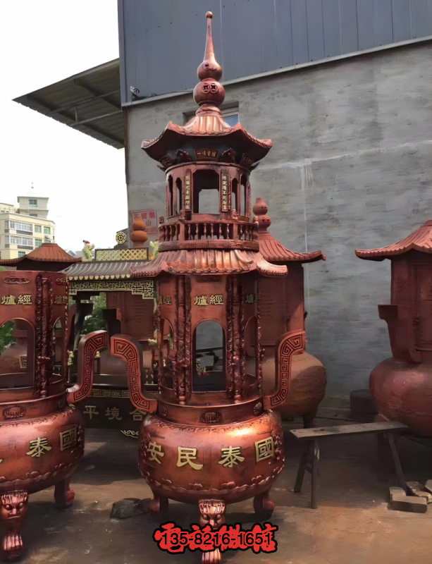 紫銅色寺廟銅香爐 紫銅色寺廟銅香爐