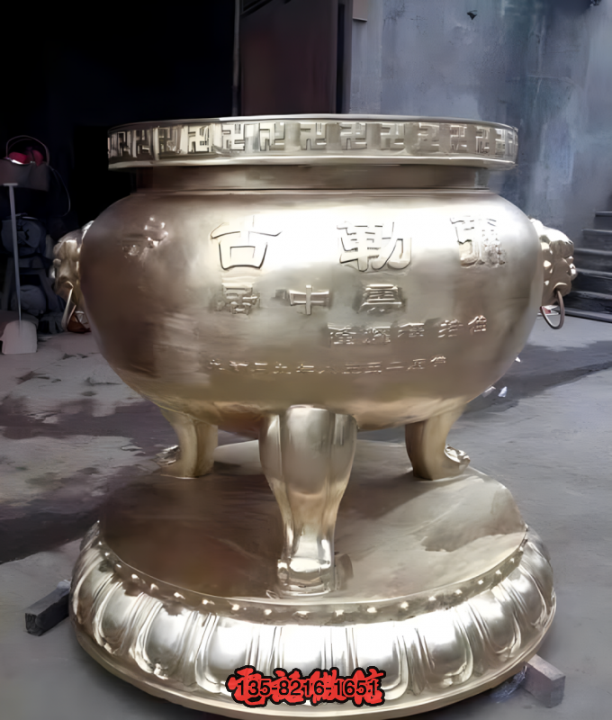 純銅鑄造寺廟圓鼎 純銅鑄造寺廟圓鼎