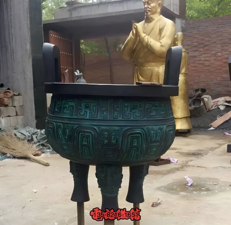 青銅鑄造圓鼎雕塑 青銅鑄造圓鼎雕塑