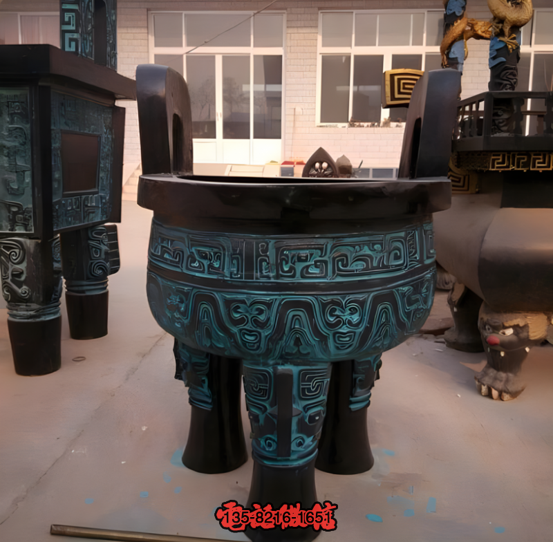 青銅兩耳三足寺廟鼎雕塑 青銅兩耳三足寺廟鼎雕塑