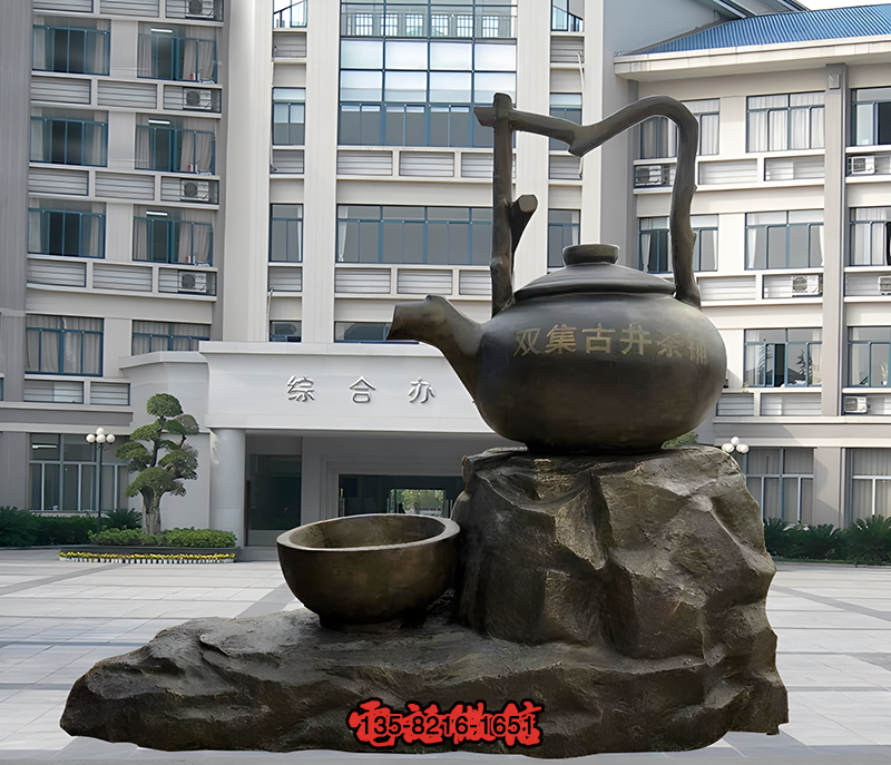 純銅茶壺茶杯景觀雕塑 純銅茶壺茶杯景觀雕塑