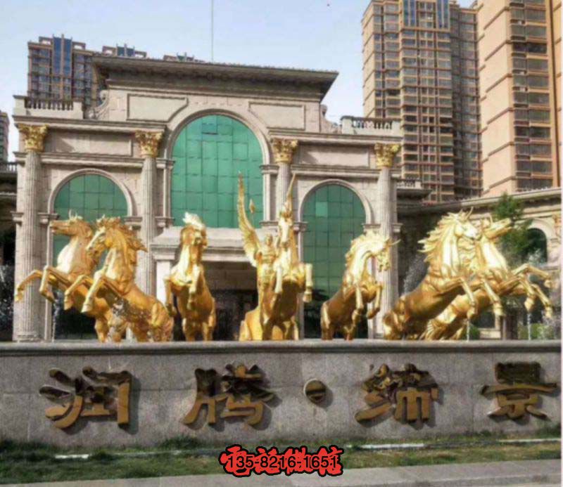 小區(qū)大門口純銅漆金阿波羅戰(zhàn)車雕塑 小區(qū)大門口純銅漆金阿波羅戰(zhàn)車雕塑