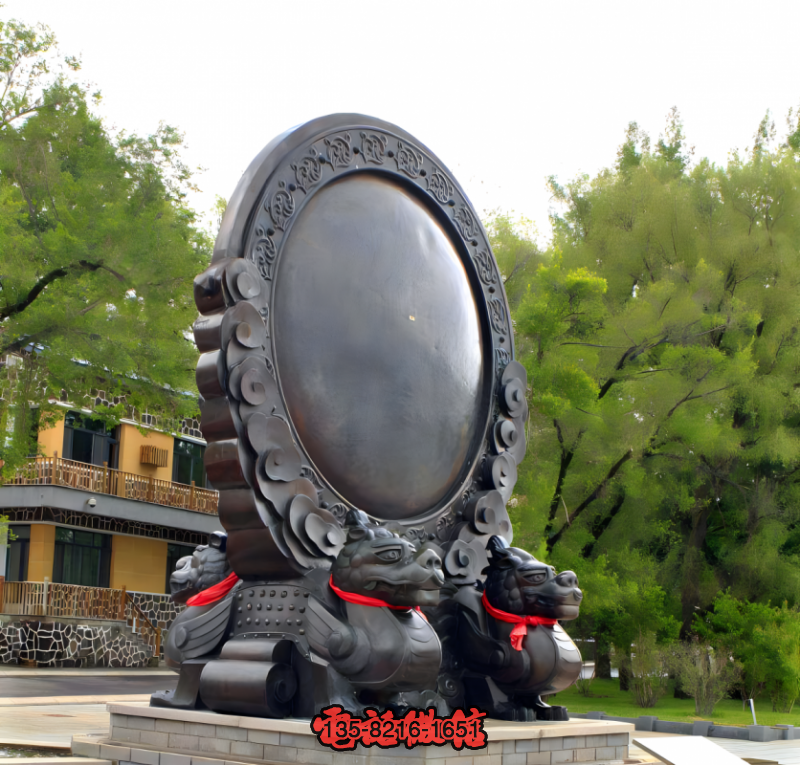 純銅鍛造大型銅鏡雕塑 純銅鍛造大型銅鏡雕塑