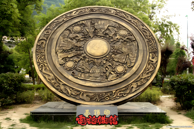 純銅鑄造大型銅鏡雕塑 純銅鑄造大型銅鏡雕塑