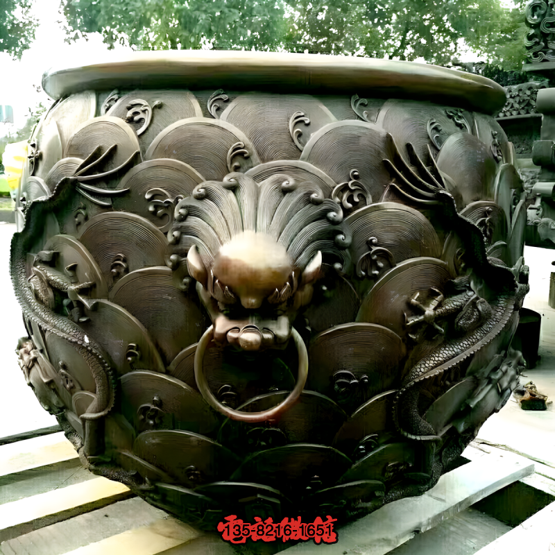 純銅雕花水缸 純銅雕花水缸