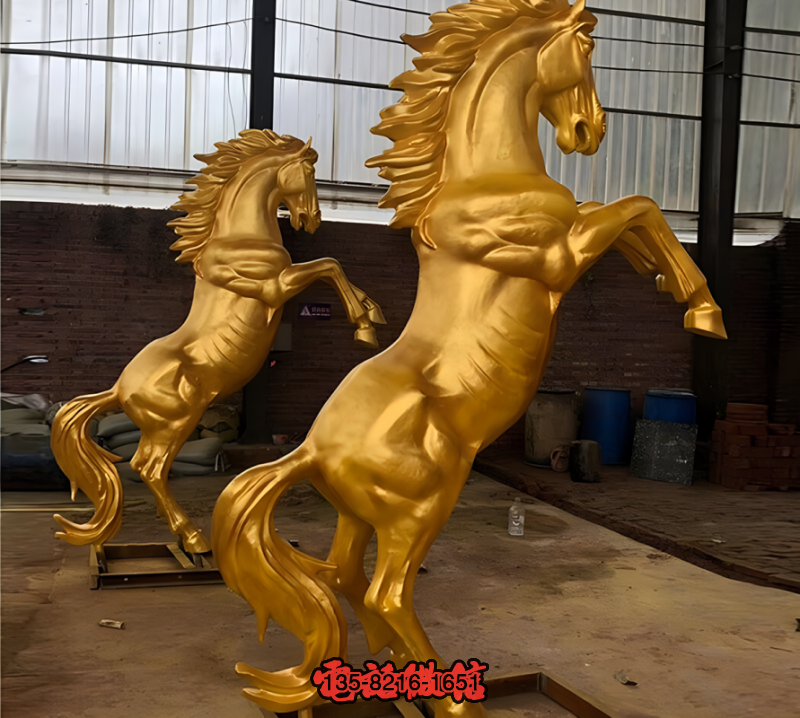 純銅漆金銅雕馬兒雕塑 純銅漆金銅雕馬兒雕塑