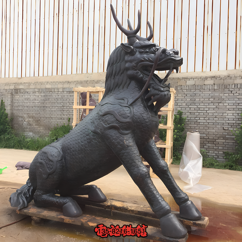 坐著的純銅神獸麒麟雕塑 坐著的純銅神獸麒麟雕塑
