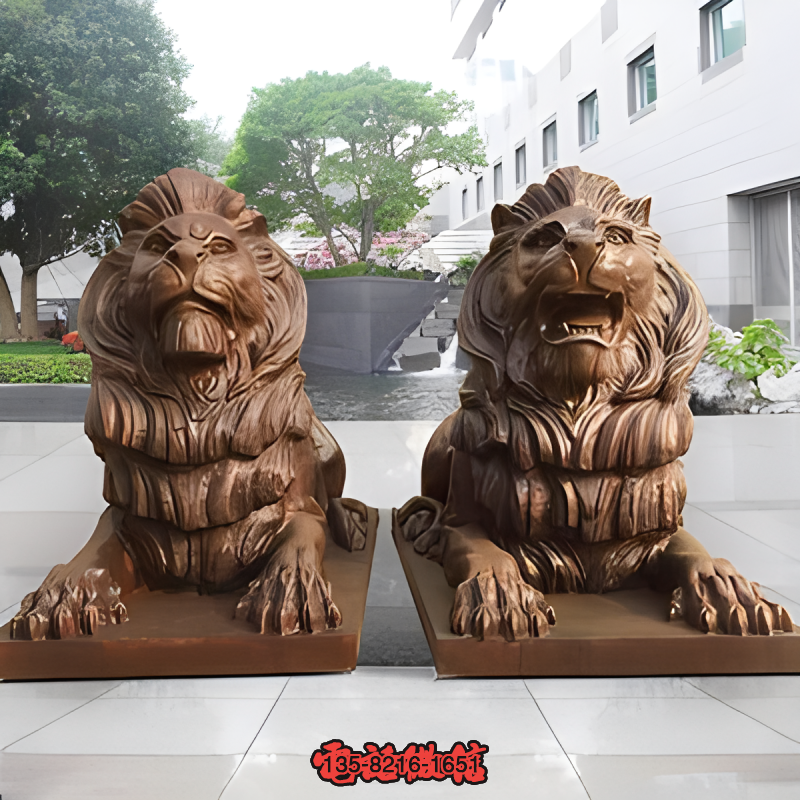 純銅鑄造爬獅子雕塑 純銅鑄造爬獅子雕塑