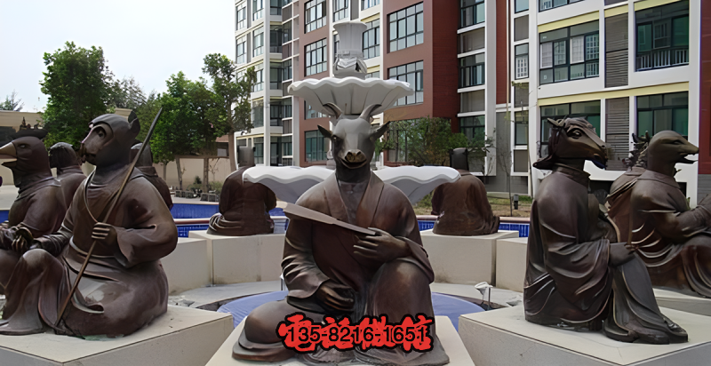 坐姿獸首人身十二生肖銅雕 坐姿獸首人身十二生肖銅雕