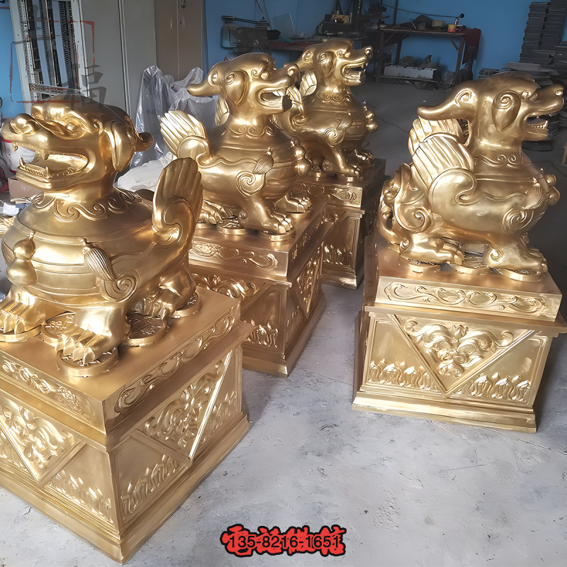 招財貔貅鑄銅漆金銅雕塑 招財貔貅鑄銅漆金銅雕塑