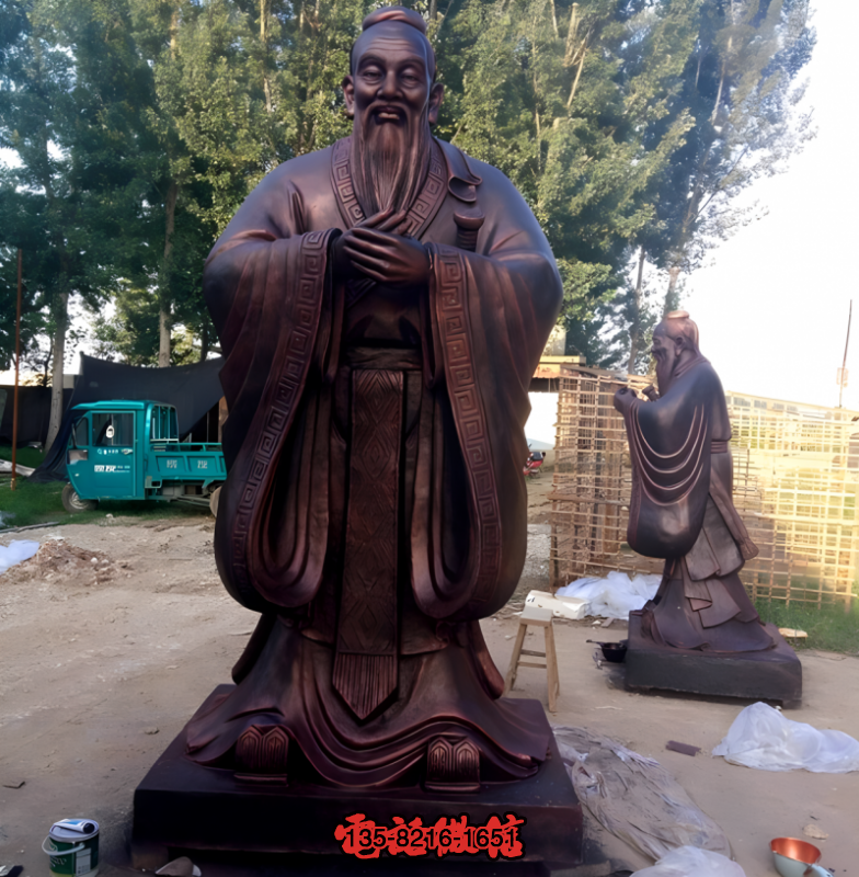 純銅鑄造孔老夫子銅雕像 純銅鑄造孔老夫子銅雕像