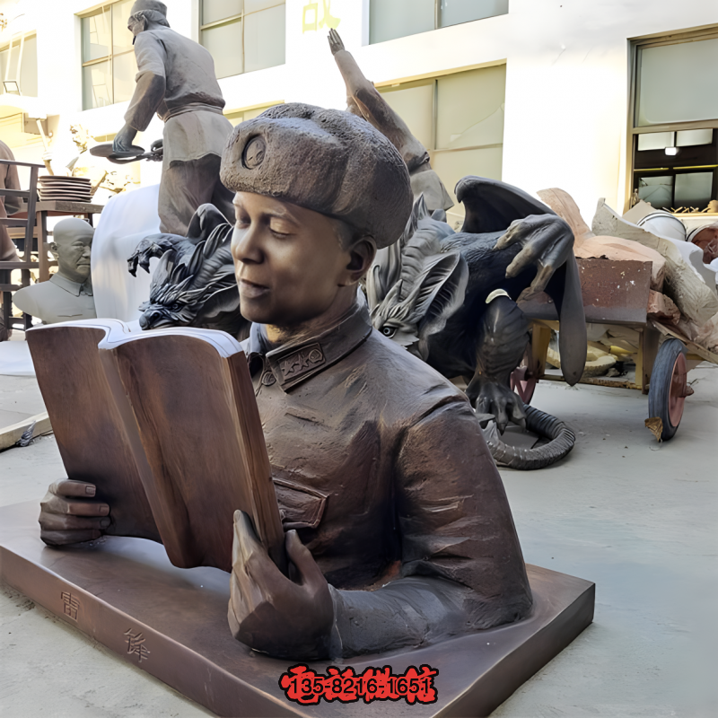 看書的半身像雷鋒銅雕塑 看書的半身像雷鋒銅雕塑
